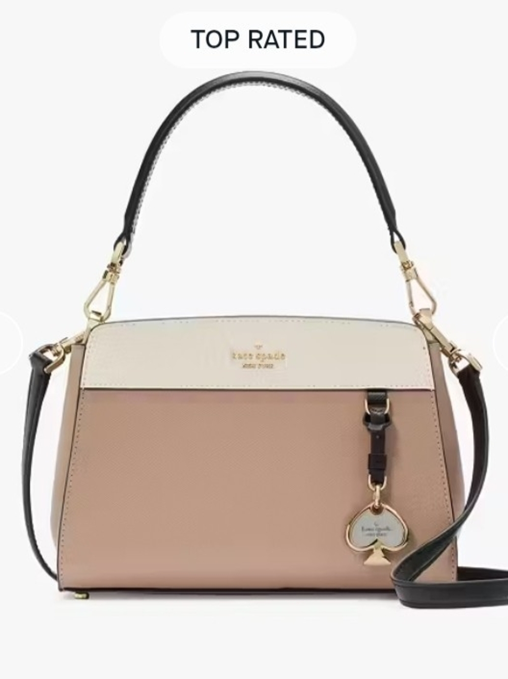 kate spade Two-Tone Blush Pink & Cream Satchel with Black Handle